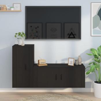 Vidaxl 2-tlg. Tv-schrank-set Schwarz Holzwerkstoff