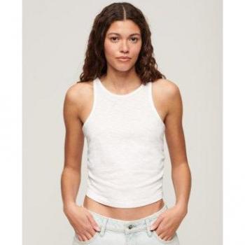 Top fruncido blanco de tirantes Superdry para mujer