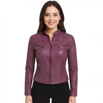 Infinity Leather Tulsa Purple Women's Casual Biker Jacket – 20”