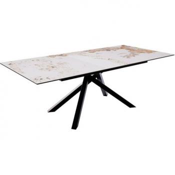Table de salle à manger Edge 180-220 cm céramique mélange blanc-beige