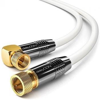 DeleyCON HDTV SAT Antennenkabel 5m Weiß - 1x 90° gewinkelt - 2x F-Stecker