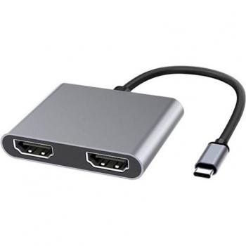 Adaptador Tipo C a HDMI Dual, HUB HDMI Compatible con 4K para Dos Monitores