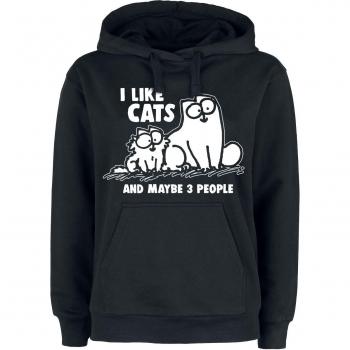 Felpa con Cappuccio Nero Donna Simon's Cat I Like Cats 3 People S-3XL