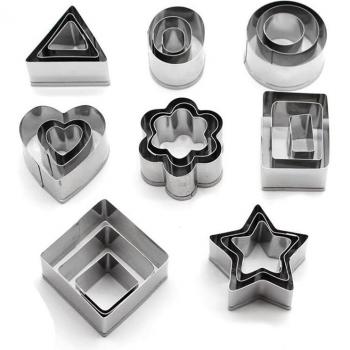 Stainless Steel Clay Cutter Set 24pcs Round Square Molds