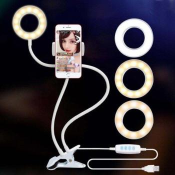 Dimmable LED Selfie Ring Light with Phone Holder