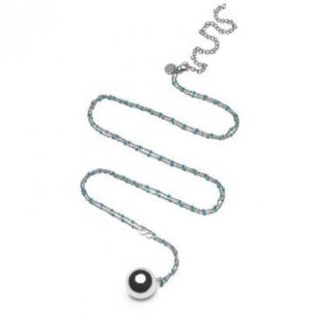 Collana per la gravidanza Proud Mama Bola in argento fine con perle blu
