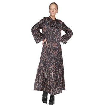 Rochie Maxi Satinată Trendyol - Neagră cu Model pentru Femei
