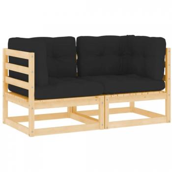 Conjunto de Sofás de Canto para Exterior 2 Peças com Almofadões