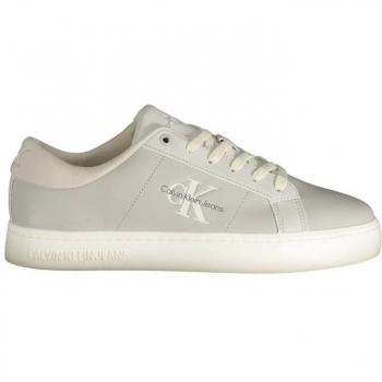Calvin Klein Men's Sporty Grey Lace-Up Trainers with Logo Print - Size 10 UK