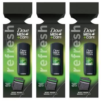 M+C Extra Fresh Body Wash Gift Set for Him with Ankle Socks, 3 Pack