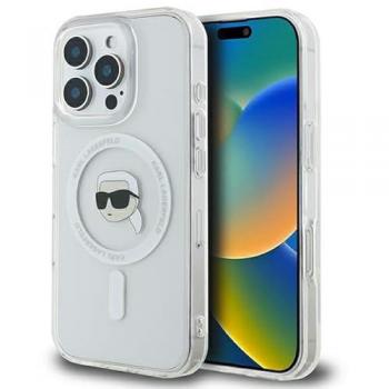 Carcasa rígida blanca IML Metal Karl Head MagSafe – Karl Lagerfeld iPhone 16 Pro