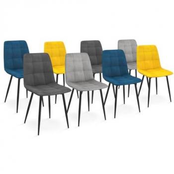 Set Mille Velluto Mist Blue Grey Light Yellow 8 Chairs