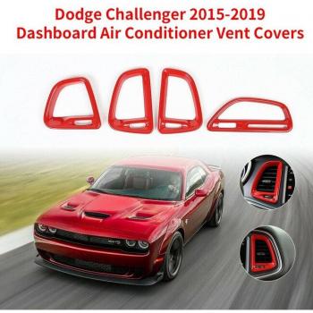 4Pcs Center Console Vent Trim for Dodge Challenger, Red