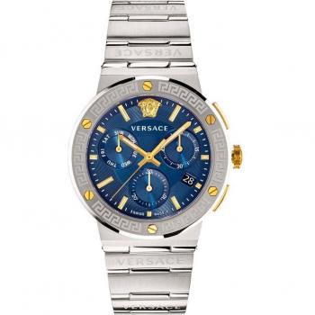 Blue 43mm Greca Logo Men's Watch by Versace (Model VEZ900221)