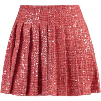 Self-Portrait Women's Red Sequin Pleated Skirt Size 6