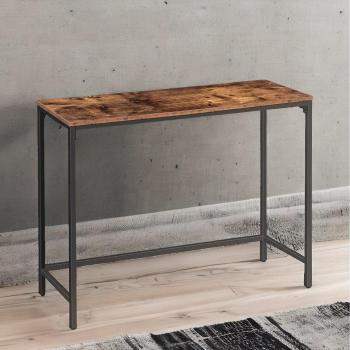 Adjustable Brown Side Table with Support Bar