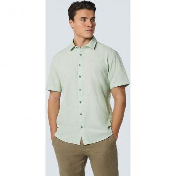 NO EXCESS Herren Kurzarmhemd Mintgrün 70/30 Baumwolle/Leinen casual regular fit Mélange