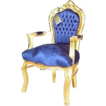 Royalblauer Barockstuhl mit Armlehnen