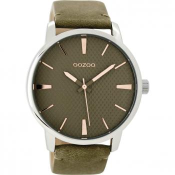 Oozoo Damen‑Chronometer 45 MM – Lederarmband, Grüngrau