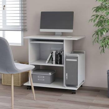 Hochglanz-weißer PC-Tisch 80x50x75 cm aus Spanplatte