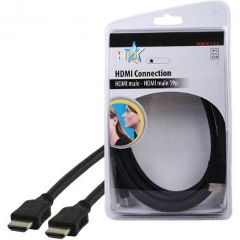 HQ B-011-2.5 - cable HDMI 2.5m Macho/Macho Níquel Negro