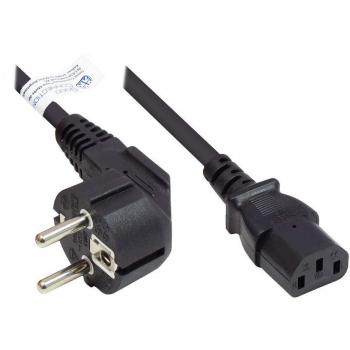 Netzkabel Schutzkontakt-Stecker Typ E+F (CEE 7/7, gewinkelt) an C13 (gerade), schwarz, 1,50 mm², 15 m, Good Connections® (P0130-S150)