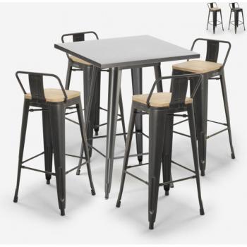 Tabourets Indus et Table Haute - 4 pièces - AHD