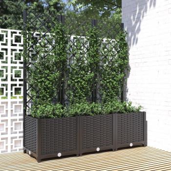 Black Garden Planter with Trellis 120x40x136 cm