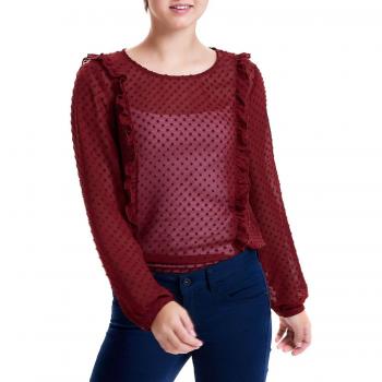 ONLSUSANNE L/S FRILL TOP WVN. BLUSA MUJER PLUMETI DETALLE VOLANTE