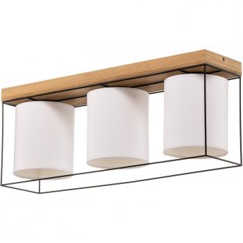 BRITOP Trapper 3-Bulb Ceiling Fixture, Black/White/Oak