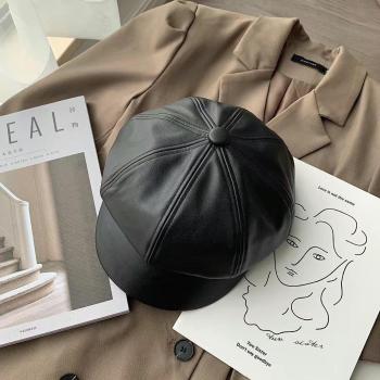 Casual Solid Color Octagonal Cap for Women