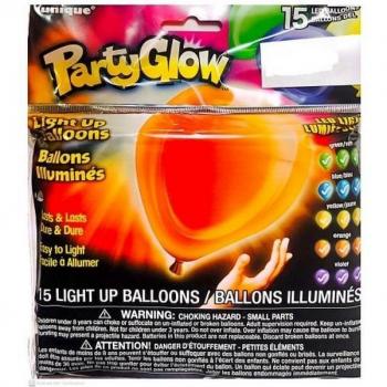 LED Illuminated Black Latex Balloons (Pack of 15)