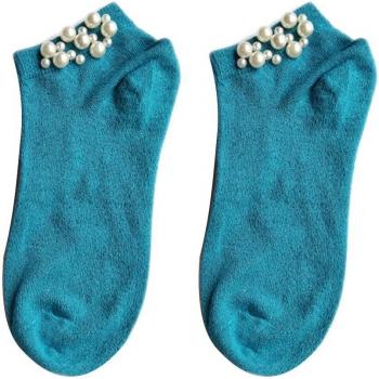 Calcetines hasta el tobillo para mujer con cuentas de perla brillante