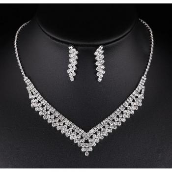 BLIJERY Rhinestone Crystal Wedding Jewelry Set