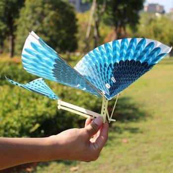 Blue Bird Elastic Rubber Band Powered Kite - Interactive Outdoor Flying Toy for Kids