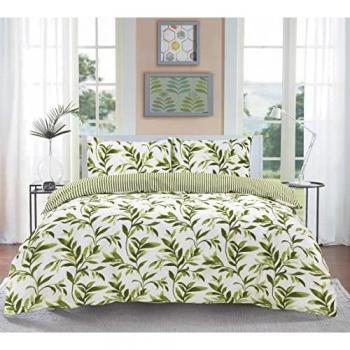 Ellie Green Watercolour Leaves Duvet Cover Set - Super King