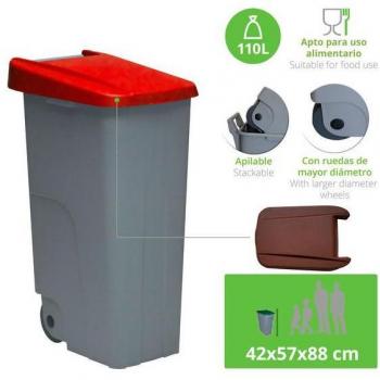 Contenedor de Basura 110L con Tapa y Ruedas