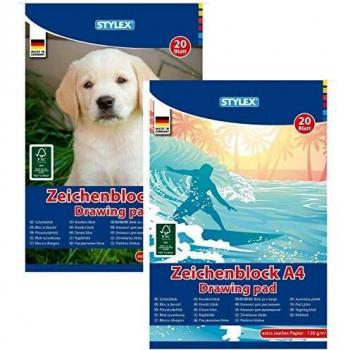 STYLEX Skizzenblock A4, 20 Blatt, 120 g/m²