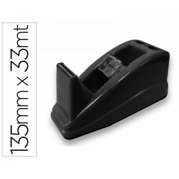 Soporte para cinta adhesiva sobremesa Q-Connect plástico negro 33 mt 135x58x60 mm