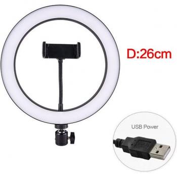 Lumière d'anneau LED 26cm avec trépied et support pour smartphone