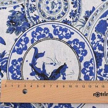 Dark Blue Floral Series Cotton Linen Fabric for DIY Projects
