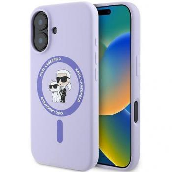 Karl Lagerfeld KLHMP16MSCMKCRHU iPhone 16 Plus fioletowy/purple HC MagSafe Silicone KC Heads Ring (Apple iPhone 16 Plus), Smartphone Hülle, Violett