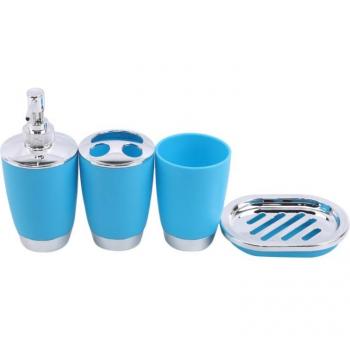 Bathroom Accessory Set: 4 Pieces - Toothbrush Holder, Soap Dispenser, Mouthwash Cup, Soap Case
