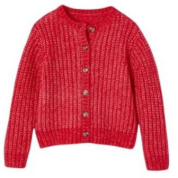 Gilet loose rouge en maille pour fille