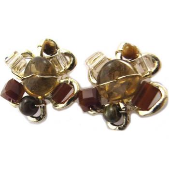 Brown Red Gold Handcrafted Earring Set – Lily's Treasures P4019