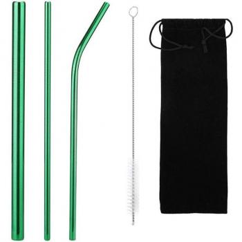 Premium Reusable Metal Straws - 5 Piece Set