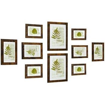Vintagebraunes Fotorahmen-Set 10er Set mit Glasscheibe