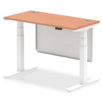 Air 1200x600 Height Adjustable Desk Walnut CP White Leg Modesty Panel