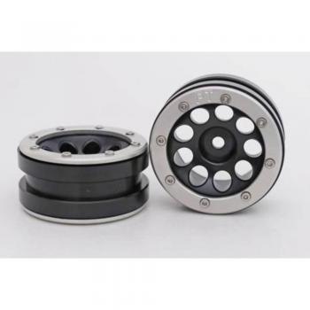 Cerchi Beadlock CNC 1.9 PT Ecohole Nero/Silver per Crawler 1:10 - 2 pz