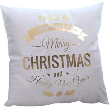 Merry Christmas Gold Foil Throw Pillow Cover